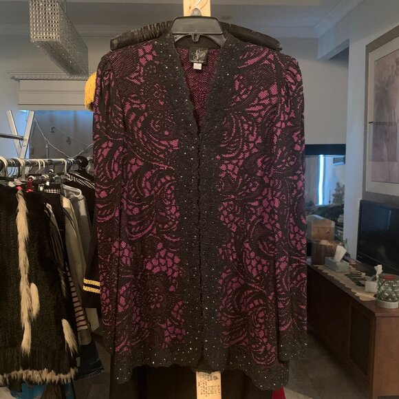 Mary Kay National Designer Size 12 Purple and Black Bling Jacket - Picture 1 of 3